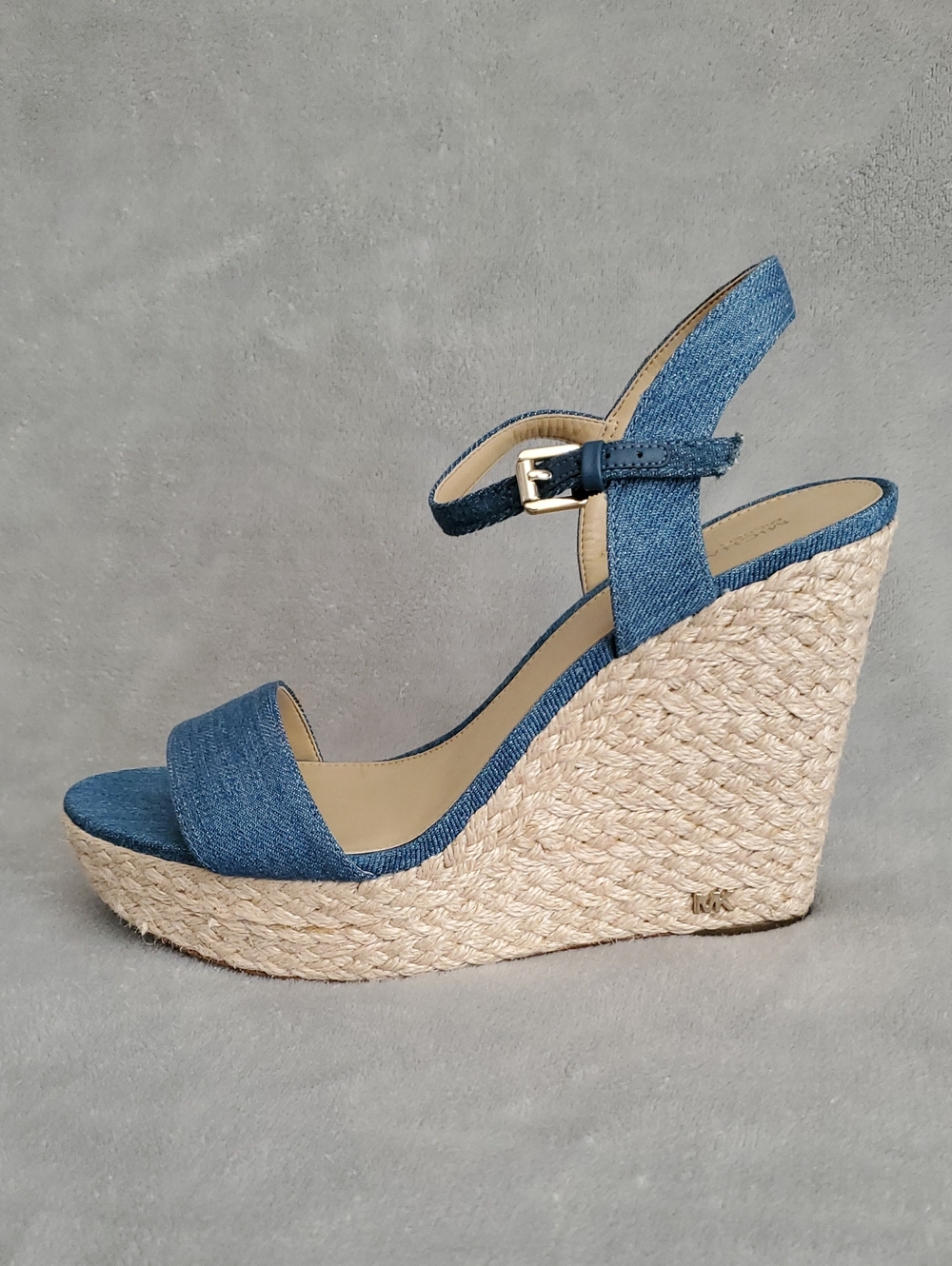 MICHAEL Michael Kors Blue Denim Espadrille Platform Wedge Sandals SIZE: 10M